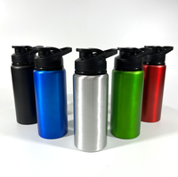 Botella de Agua de Aluminio Desechable y Reciclable a Prueba de Fugas de 500 ml y 1 L con Tapa de Plástico