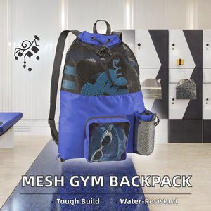 Large Capacity Lightweight Mesh Net Gym <b>Backpack</b> Bag Waterproof Polyester Fashion Style Storing Swimming Hiking Workout Shoe - Product Image 2