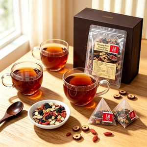 ชาพรีเมียมโสมห้าสมุนไพร MWTEA ชาบำรุงกำลังสำหรับผู้ชาย บำรุงไต ด้วยมาคา โกจิเบอร์รี่ พุทราแดง ปราศจากน้ำตาล บรรจุในถุงชาแบบ OEM - Product Image 3