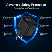 Chargeur rapide Type-C 45W avec affichage numérique, adaptateur mural PD prise EU pour smartphone, tablette, ordinateur portable, chargeur de voyage compact