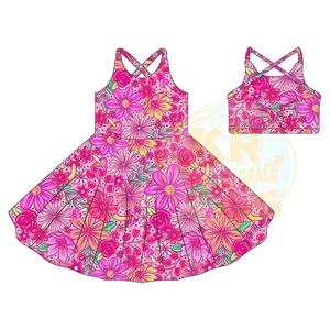 KERUI-2024 Unique Design Yoga Dress Women Dress Active Wear Kids Girls Sports Sets - Product Image 1