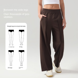 Frauen Front Plissee High Waist Fitness Hose Lose Schnellt rocknende Atmungsaktive Gerade Bein Größe 28 Sport Unterhaltung - Product Image 4