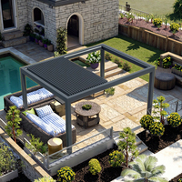 Pergola extérieure automatique rétractable avec toit à lames orientables en aluminium