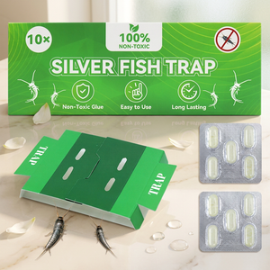 Trampa para Peces Plateados, Paquete de 10, Diseño de Túnel Plegable, Cebo con Pegamento No Tóxico de Fábrica, para Interiores, Gabinetes, Baños, Estanterías - Product Image 1