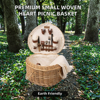 Panier de pique-nique multifonctionnel en osier tressé de haute qualité, écologique, design cœur, pour sorties et excursions