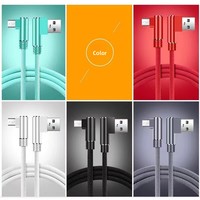 Câble USB-A/Micro/Type-C en nylon tressé rouge de haute qualité, double coudé à angle droit, charge rapide 90 degrés pour téléphone portable