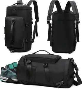 निविड़ अंधकार 3-में-1 उपयोग नायलॉन Weekender रातोंरात बैग जूते के डिब्बे के साथ यात्रा खेल Duffle जिम बैग