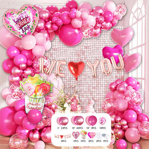 Kit d'arche de ballons en latex rose pour décoration de fête avec ballon cœur en feuille d'aluminium pour la fête des mères - Product Image 3