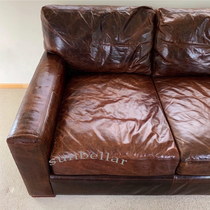 Sala de muebles de sala de juegos de sofá de cuero vintage de lujo nube sofá rh estilo