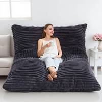 Canapé carré en fourrure de lapin, fauteuil pouf 3 en 1, fauteuil inclinable carré, canapé pouf, rembourrage en mousse déchiquetée, lavable en machine