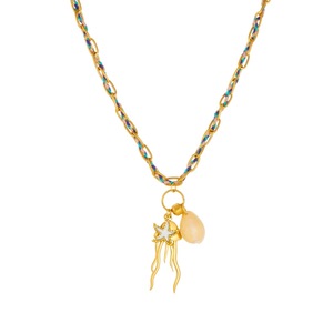 European American Beach Necklace With Seashell Starfish Jellyfish Charm Gold Chain Daily Wear Gift Jewelry N4231 - Product Image 5