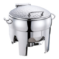 Chauffe-plat rond à induction professionnel en acier inoxydable avec couvercle vitré à charnières pour buffet d'hôtel et restauration
