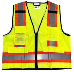 6 กระเป๋า Ansi Class 2 การมองเห็นสูง Hi Viz โลโก้ที่กําหนดเองคนงานก่อสร้าง Vis ทํางานสวมเสื้อสะท้อนแสงเสื้อผ้าเสื้อผ้าความปลอดภัย - Product Image 4