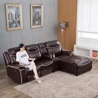 Canapé fonctionnel pour salon, siège confortable, canapé inclinable en cuir marron 3 places