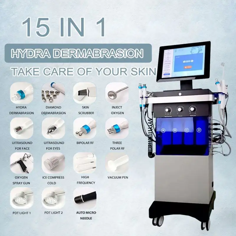 Oxygen Jet Facial Machine Stand Style 14 In 1 Hydra O2 Facial Machine Multifunctional Hydra Dermabrasion Beauty Equipment