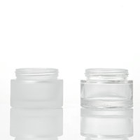 Vente en gros de pots en verre givré de 50 g pour crème pour le visage avec bouchon doré, contenants pour crème pour le visage de 30 g, pots en verre givré de 50 ml pour crème hydratante