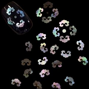 Beimei Ruyi Pattern Hollowed-out Mother-of-pearl Inlay Nail Art, White Shell, Luminous , Lacquer, Lacquerware, La