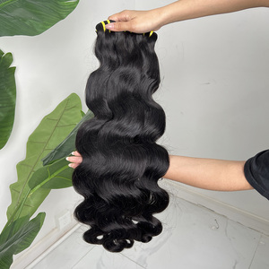 ผมต่อเกรด 12A แบบเวฟบราซิลเลียน แท้ 100%  แบบ Double Weft  จัดเรียงเกล็ดผมอย่างดี สีดำธรรมชาติ - Product Image 1