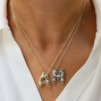 Collar con Colgante de Letra Inicial de Zirconia con Diseño de Leopardo, Unisex, para Hombre y Mujer, en Cobre Chapado en Oro de 18K, con Cadena de Eslabones y 26 Letras