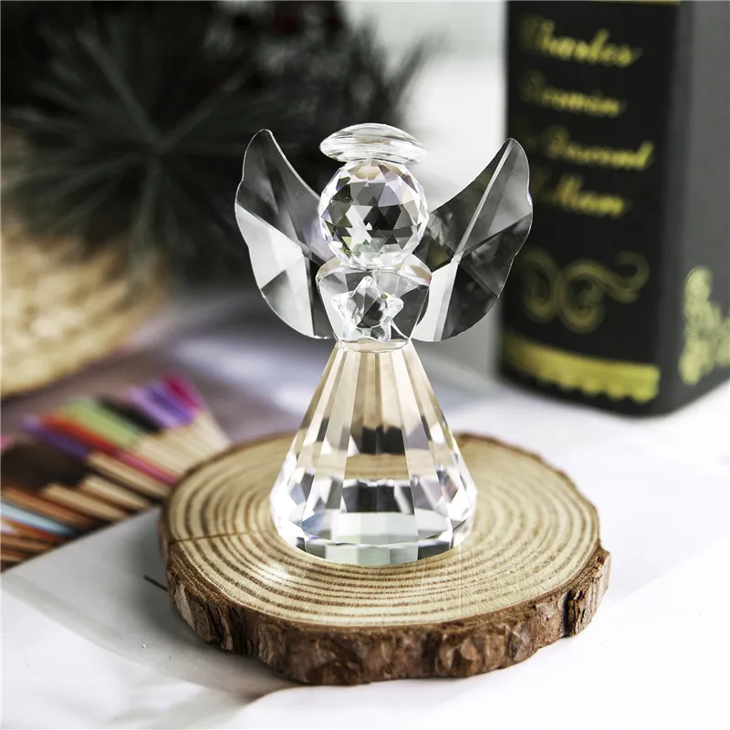 Custom Art Collectible K9 Crystal Angel Figurine Paperweight Decor Glass Ornaments Guardian Angel