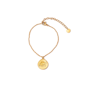 Bracciale in Acciaio Inossidabile Placcato Oro con Catena Regolabile e Charm, Gioielli Moda Donna - Product Image 2