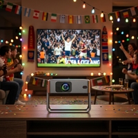 Projecteur intelligent Android 9.0 2026 avec support pour les matchs de football et les coupes sportives C210, mise au point automatique, 720P, 350 ANSI, projecteur de cinéma portable OEM