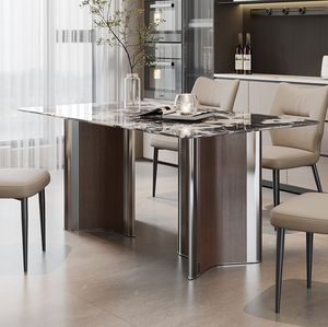 Muebles de comedor modernos de lujo, recién llegados, mesas de comedor de acero inoxidable y mármol para el hogar, Bar, oficina o apartamento de Hotel - Product Image 6