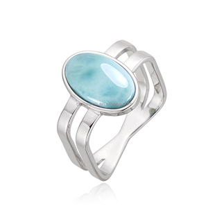 Anillos de Larimar Premium de Chilijewels, Auténtica Joyería de Piedra del Mar Caribeño, Anillo de Piedras Preciosas Personalizado OEM/ODM - Product Image 4