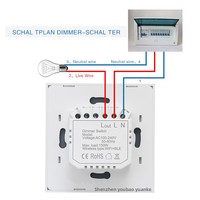Interrupteur tactile intelligent à commande vocale et variateur de lumière, norme européenne, en plastique, pour éclairage LED, vente en gros, commerce extérieur