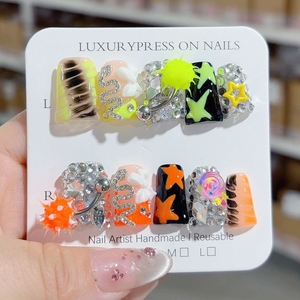 141 150 fatti a mano anatra sulle unghie 10 pezzi riutilizzabili in acrilico unghie finte modello quadrato artificiale - Product Image 3