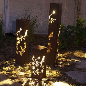 Garden Decorations Art Deco Freestanding Bollard <b>Light</b> Corten Steel Waterproof Lamp <b>Post</b> - Product Image 2