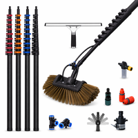 Kit de Cepillo Telescópico de Fibra de Carbono para Limpieza de Paneles Solares con Cerdas de Imitación de Pelo de Jabalí y Poste de Extensión de 20M OEM/ODM