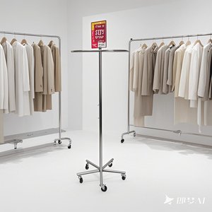 Kim loại Vòng may đứng với năm bánh xe thông tư cửa hàng quần áo Rack hiển thị - Product Image 4