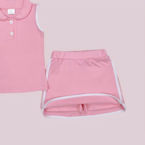 Conjunto de Ropa para Niñas Pequeñas, Estilo Coqueta, con Lazos Rosas y Volantes, Manga Corta y Pantalones Cortos, Venta al Por Mayor, Nueva Llegada, Gran Oferta - Product Image 4