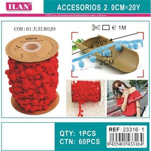 Nastro Pom-Pom da 2,0 cm di larghezza e 20 iarde di lunghezza per artigianato e decorazioni - Product Image 3
