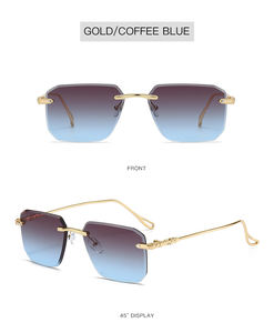 Gafas de Sol de Lujo con Marco Metálico 2655, Estilo Moderno, Cuadradas, Extra Grandes, sin Montura, para Mujer, con Borde Recortado - Product Image 5