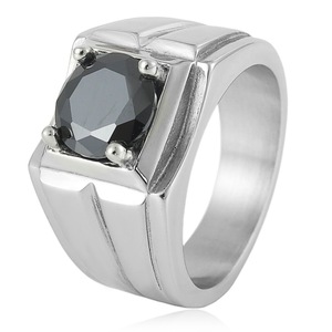 Yunnique – bague en acier inoxydable pour hommes, pierre précieuse rouge, sertie de pierres précieuses, alliance de mariage, design géométrique, bijoux de couleur argentée, FY21023 - Product Image 4