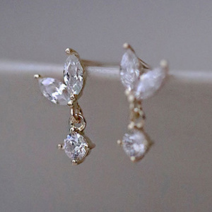 Elegant Leaf Bud Stud Earrings Minimal Zircon Accent Women Fashion Jewelry Chic Daily Wear Gift - Product Image 4