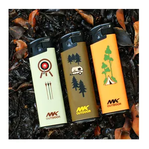 MK Electronic Custom Logo Cigarette Lighter Feuerzeug Long Refillable Torch Gas Lighter Disposable Lighters Isqueiro Plastic