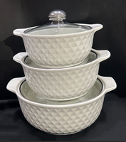 Ensemble de marmites à soupe à double anse en diamant blanc pur, style minimaliste et tendance, avec trois marmites par ensemble pour les fêtes de mariage