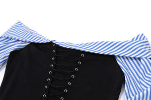 ملابس نسائية جديدة للربيع والخريف بلوزة بدون حمالة + شورت قصير مكون من قطعتين طقم مثير من قطعتين ملابس نسائية - Product Image 5