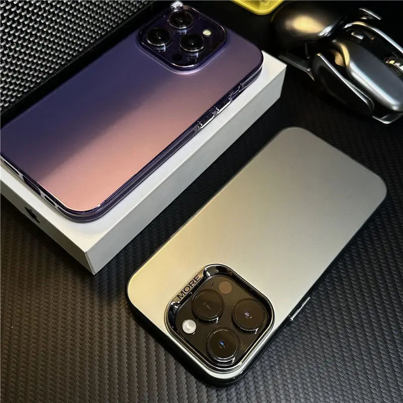 AG Case Frosted IMD Two Layer Colors With Plating Camera Frame Anti-Fingerprint PC Hard Case For iPhone 15 Plus