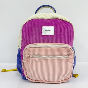 Grit Way Custom Pink Corduroy Student <strong>Backpack</strong> for <strong>Girls</strong> Kids School Bag - Product Image 1