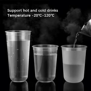 Gobelets en plastique transparent givré de 90 mm avec couvercles, impression de logo personnalisée, jetables, pour thé boba, jus, boissons, moulage par injection PP - Product Image 3