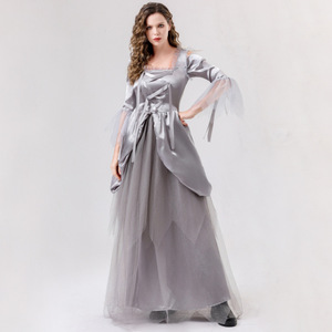 Costume de mariée fantôme Yi Xiaoyi gris pour femme adulte, robe de cosplay d'Halloween à manches longues, tenue de soirée longue - Product Image 3