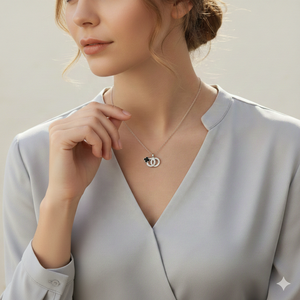 Nouveauté 2026 Collier Pendentif de Luxe pour Femme en Argent Sterling 925 avec Émail Trèfle Noir, <span class=keywords><strong>Halo</strong></span>, Double Cercle Infini et Moissanite - Product Image 4