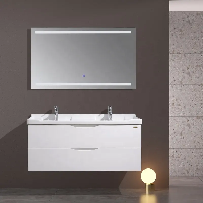 Mobiliário lavatório de cerâmica 48 polegadas comercial dupla pia do banheiro vanity