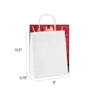 Medium White Kraft Paper Gift <b>Bags</b> for Restaurant to Go Take Out <b>Bags</b> - Product Image 6