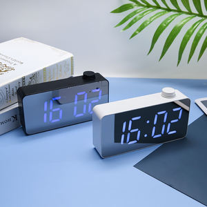 <span class=keywords><strong>Horloge</strong></span> de table LED avec miroir de maquillage grand format, bouton rotatif, veilleuse à commande vocale, température ambiante, pour cadeau ou bureau, certifiée BSCI - Product Image 4