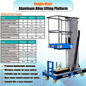Plataforma Elevadora Aérea de Aluminio de un Solo Mástil con Barandillas Protectoras para Trabajos de Reemplazo de Iluminación en Auditorios Escolares, Prioridad en <span class=keywords><strong>la</strong></span> Seguridad - Product Image 4